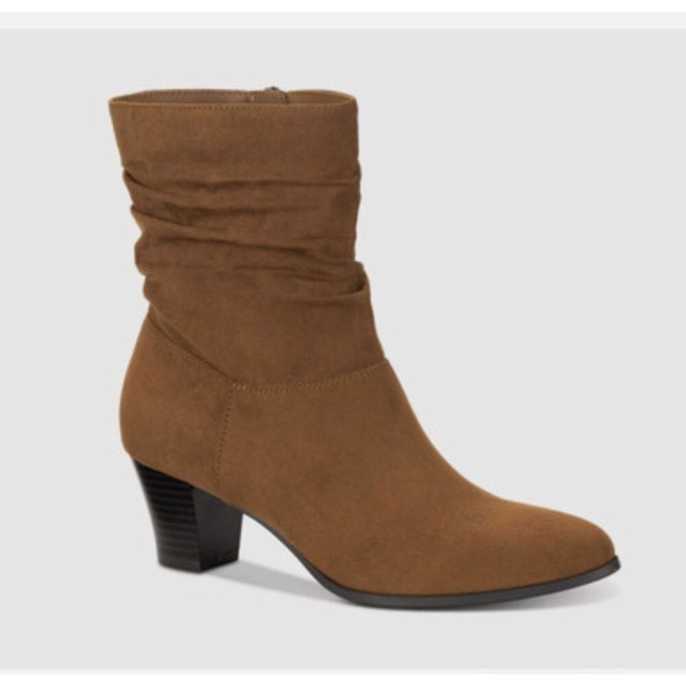 NWB Style & Co Piviee Cognac Slouch Bootie Faux Suede Ankle Boots Women's 7